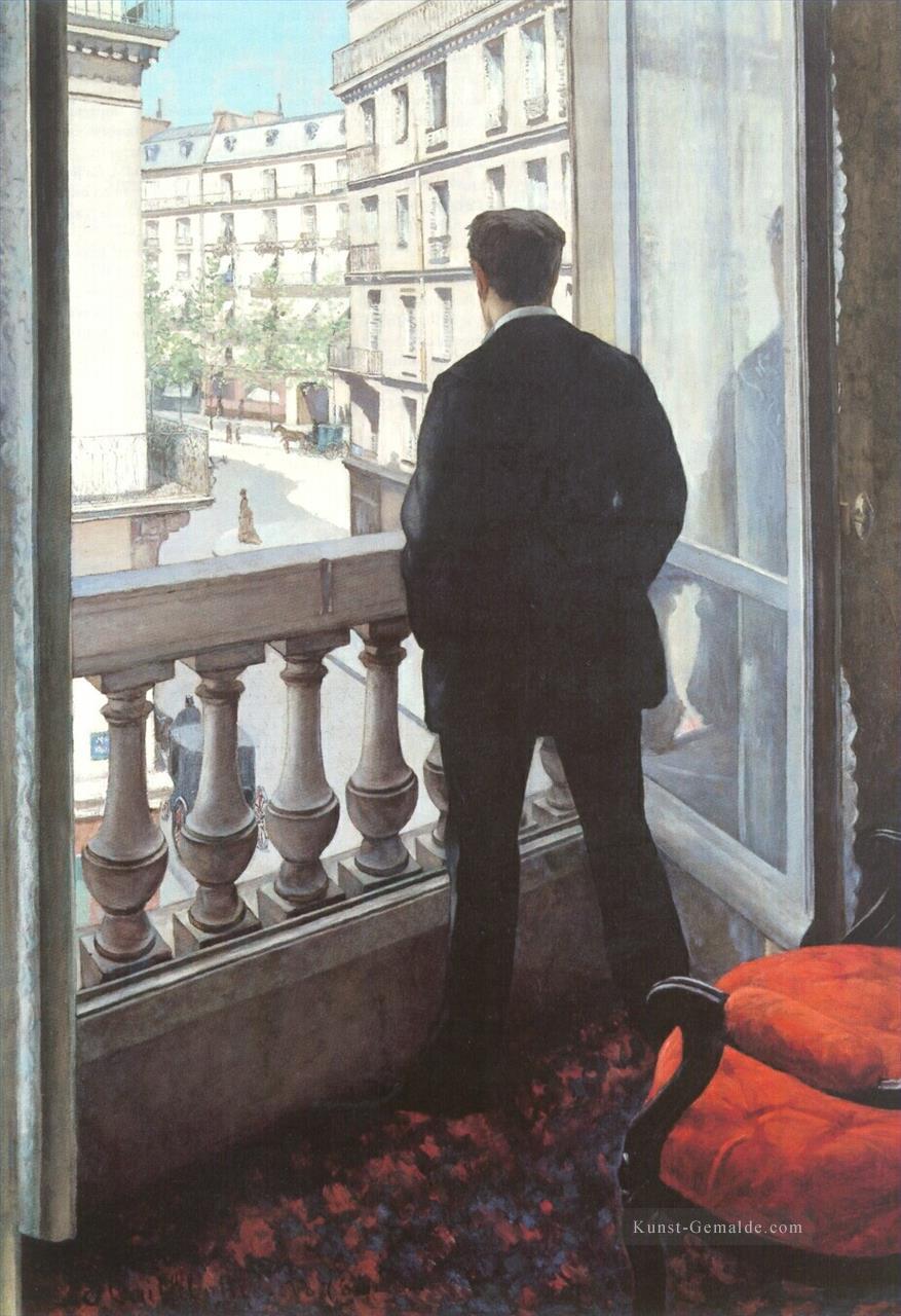 Ein junger Mann  der an seinem Fenster Gustave Caillebotte Ölgemälde